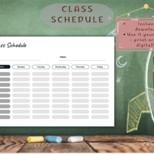 class schedule on green board