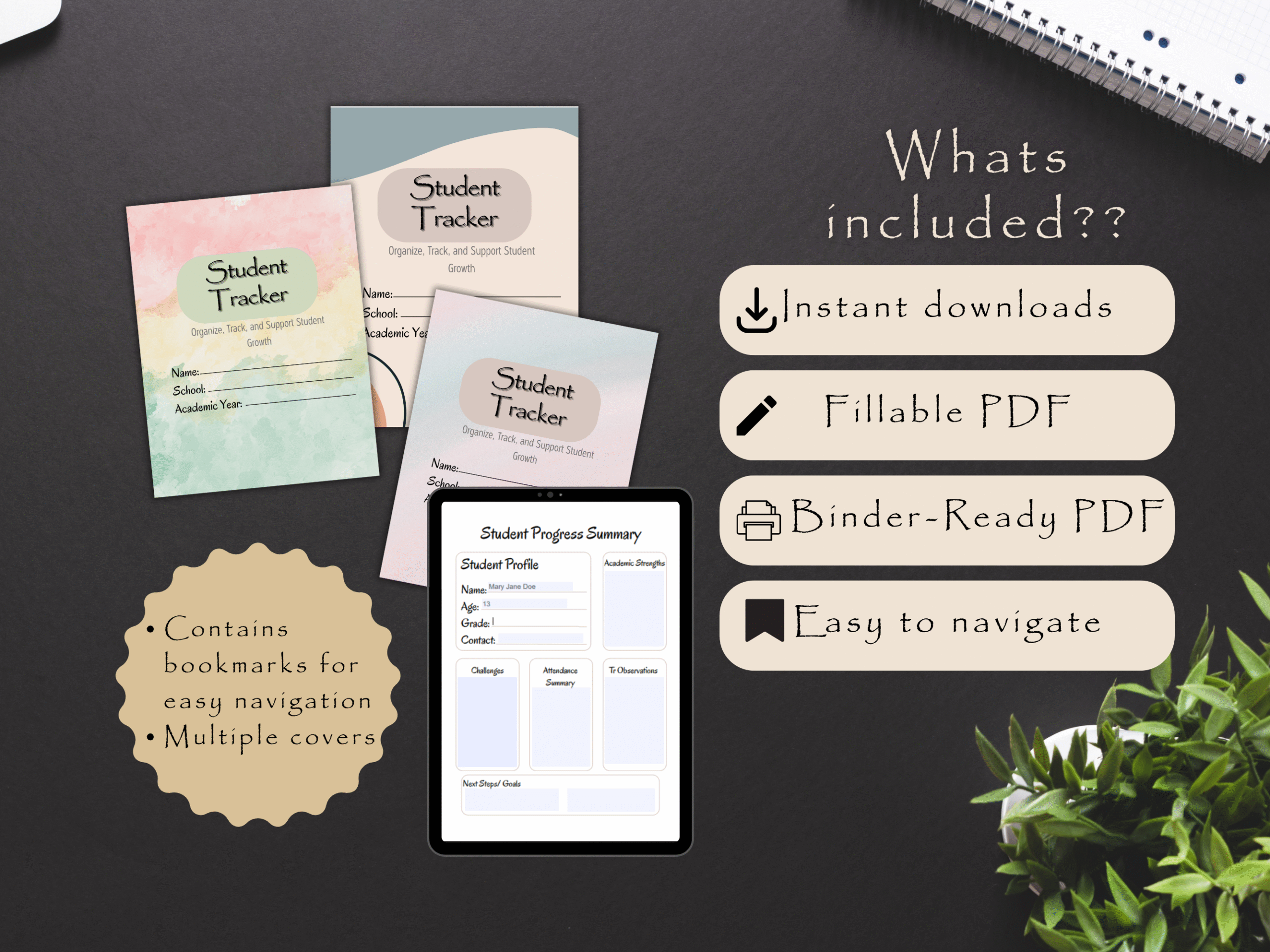 student tracker bundle (printable + fillable, 78 pages, 8.5×11)