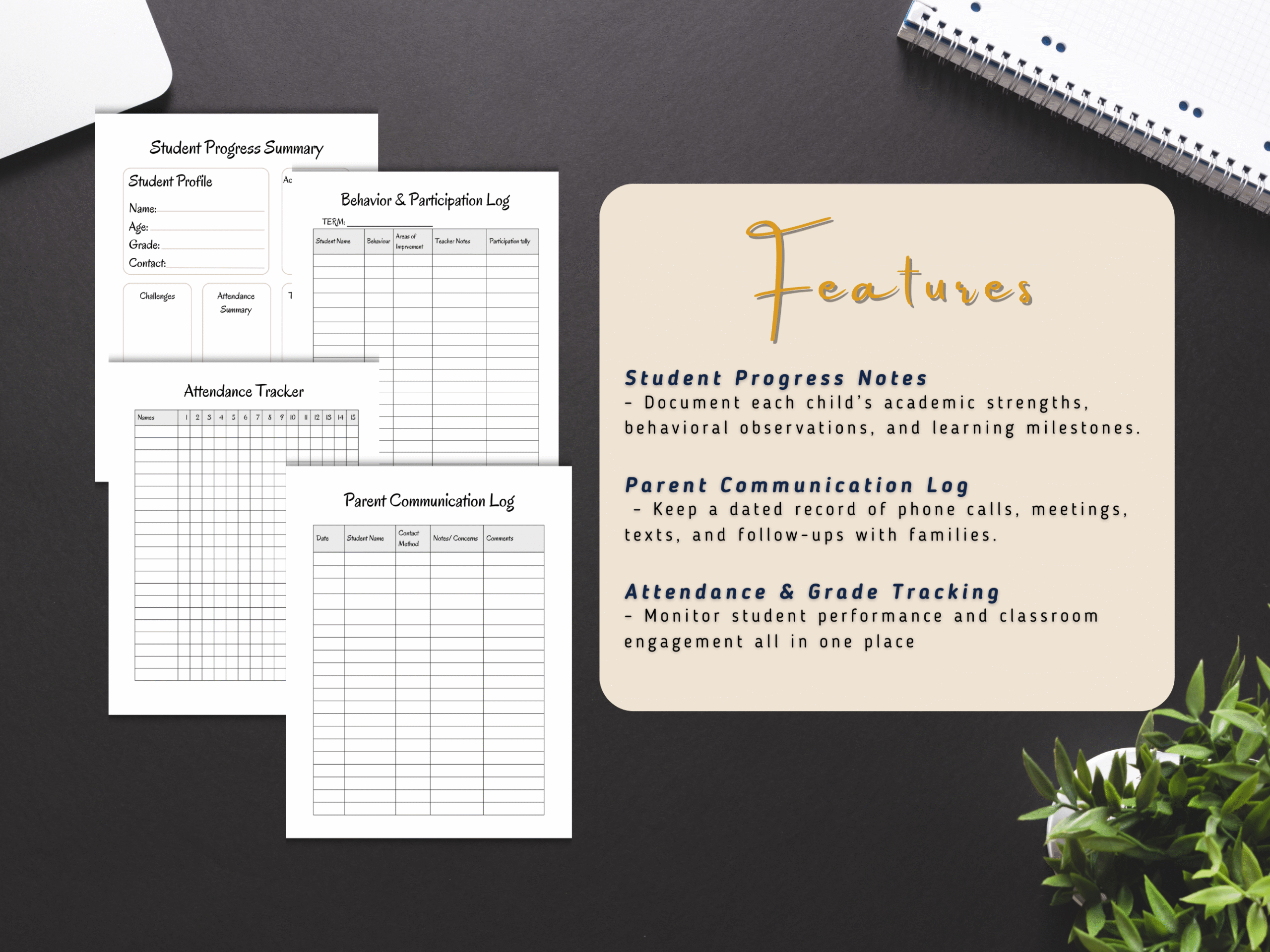 student tracker bundle (printable + fillable, 78 pages, 8.5×11)