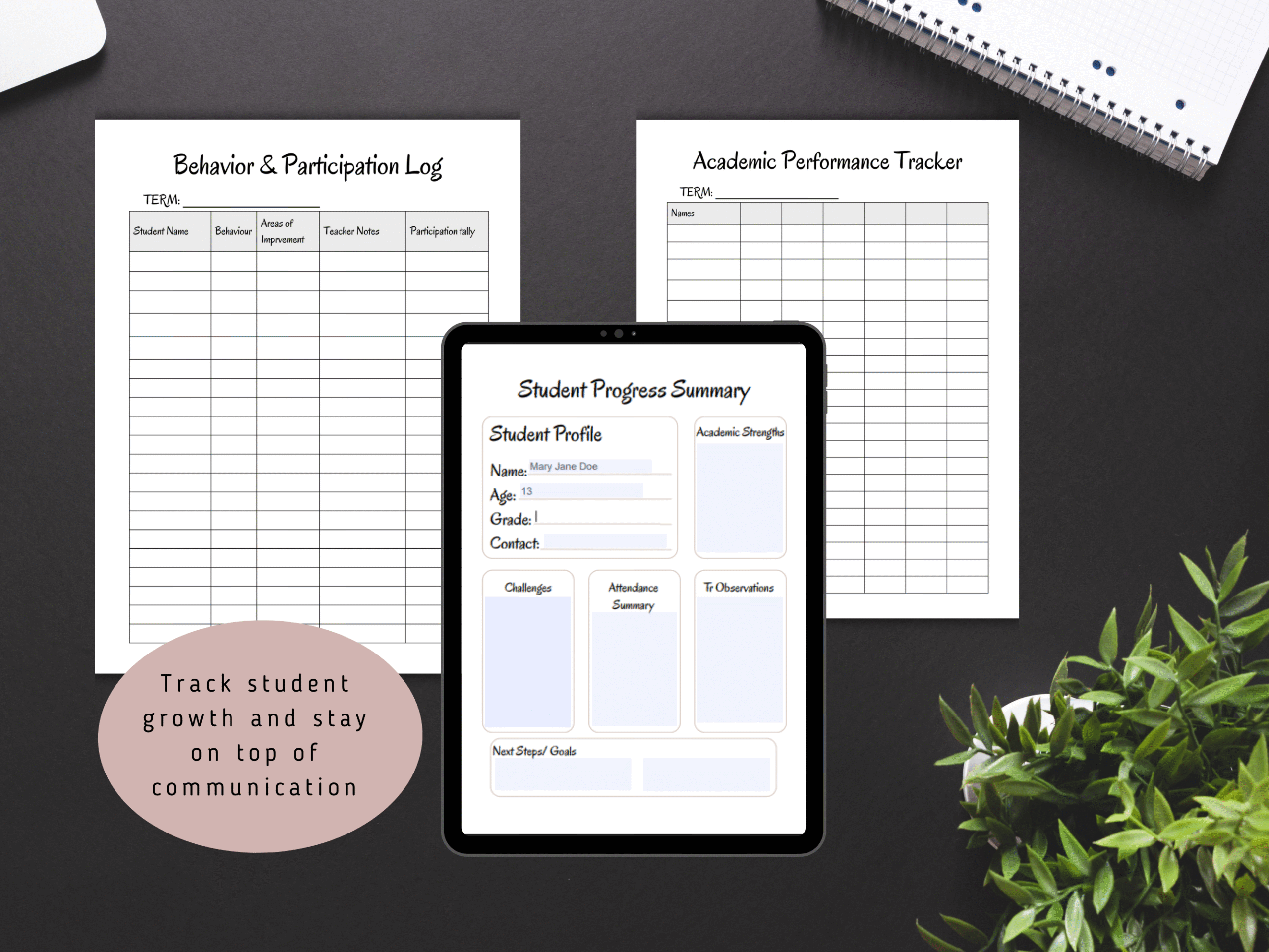 student tracker bundle (printable + fillable, 78 pages, 8.5×11)